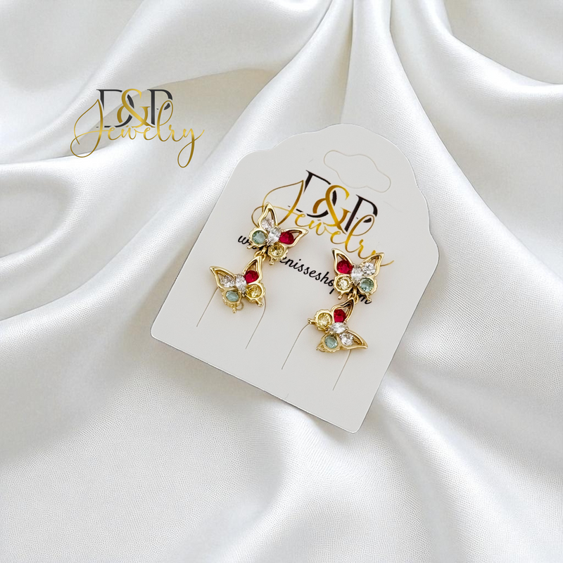 14K GOLD/BUTTERFLY 2 VARIANTS STUD EARRING E1016