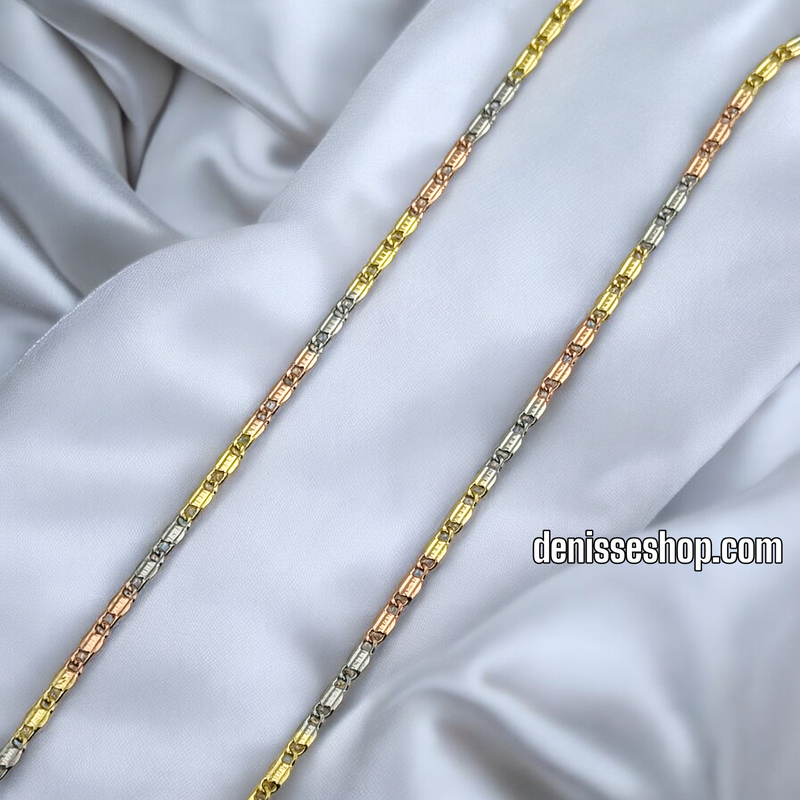 14K THREE TONE CHAIN 1 MM CH085