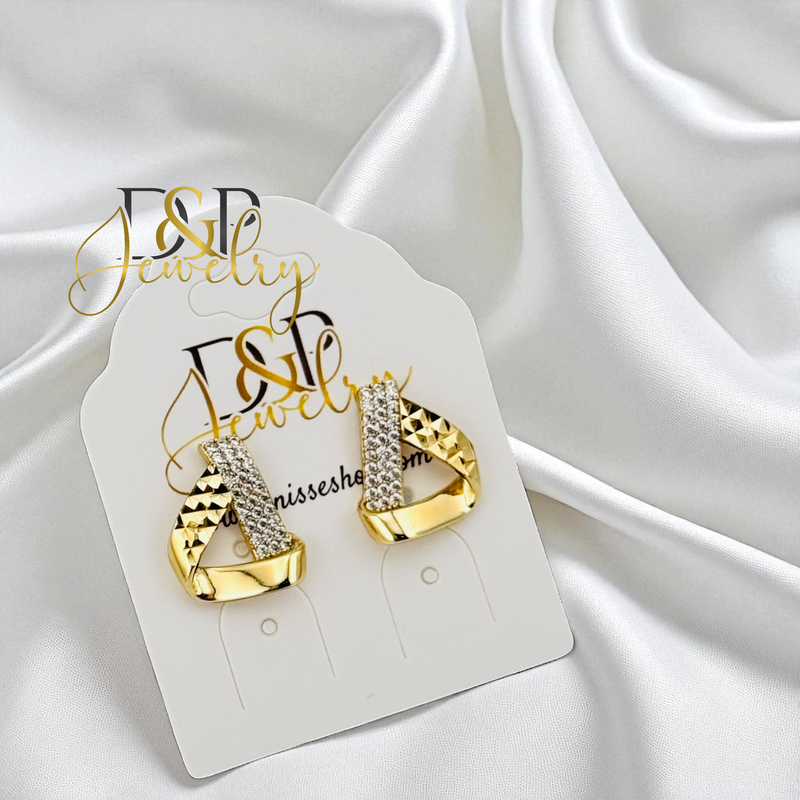 14K GOLD/RIBON STUD EARRING E1010