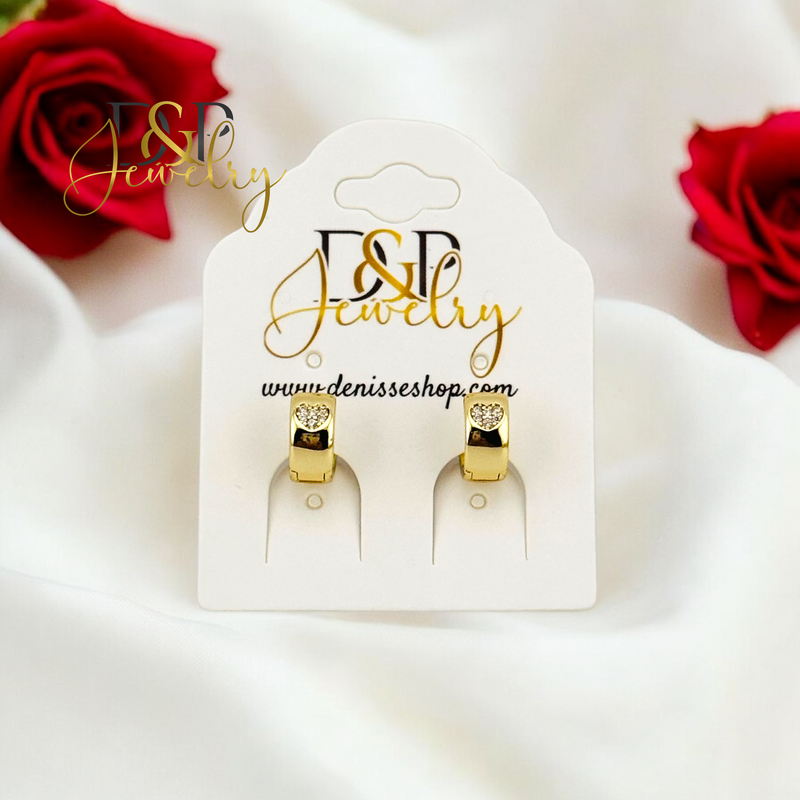 14K HEART SMALL HOOP EARRING HP687