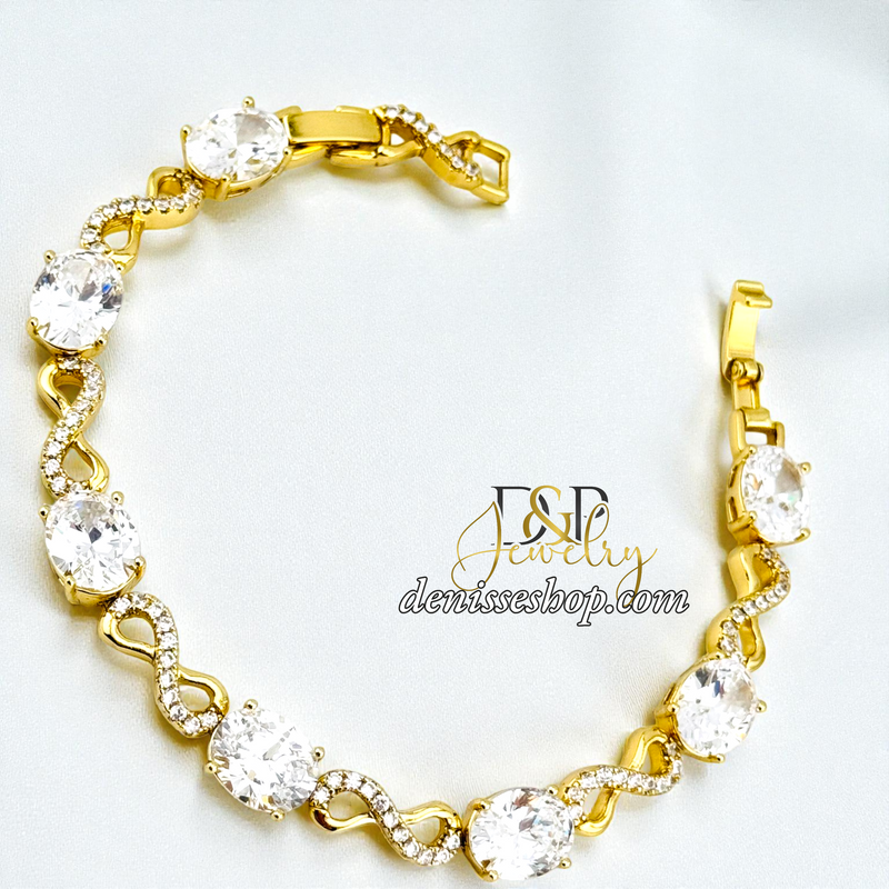 14KGOLD INFINITY/WHITE STONE BRACELET BR862