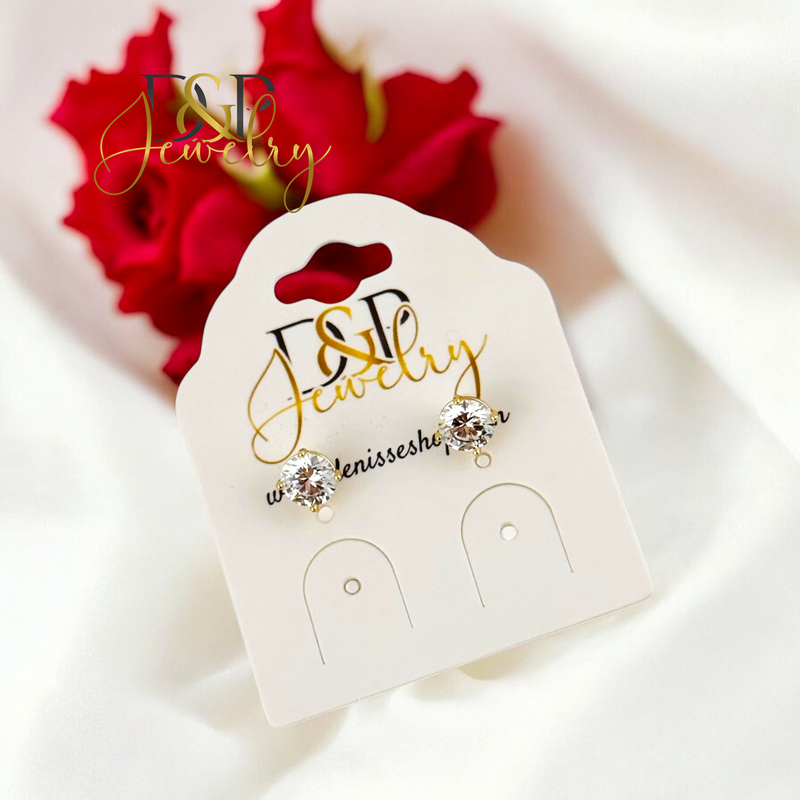 14K ZIRCON WHITE STONE EARRING E895