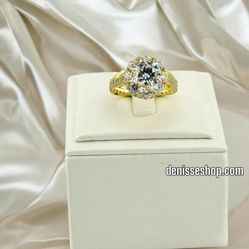 14K GOLD/ WHITE STONE FASHION RING RG263