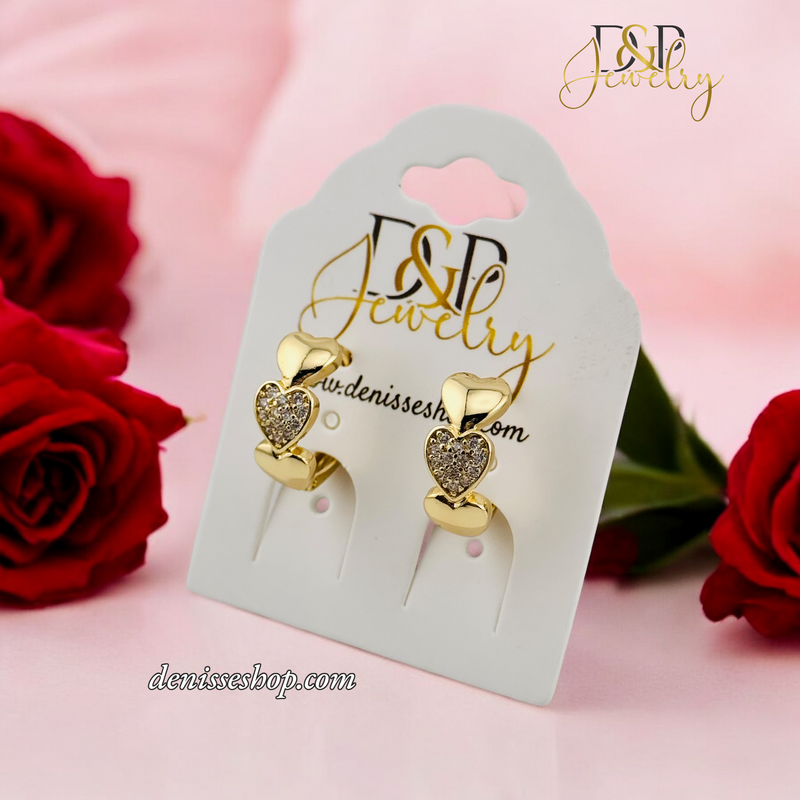 14K WOMEN SMALL SIZE HEART HOOP EARRINGS HP600