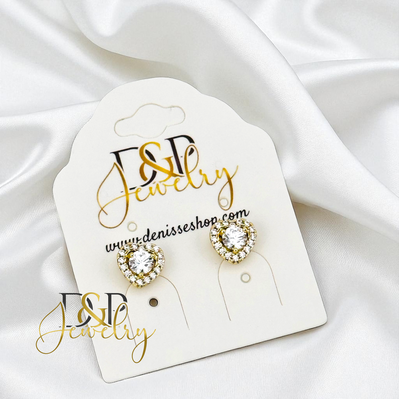 14K HEART SHAPE STONE CENTER EARRING E936