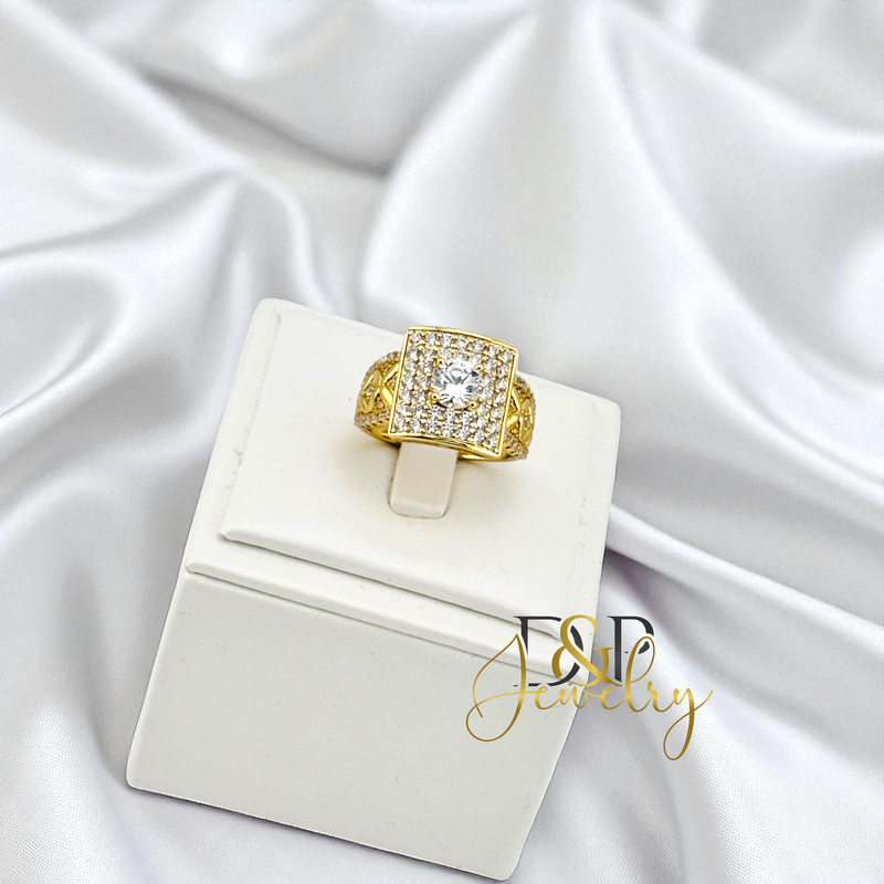 14K WHITE STONE CHUNKY RING RG422