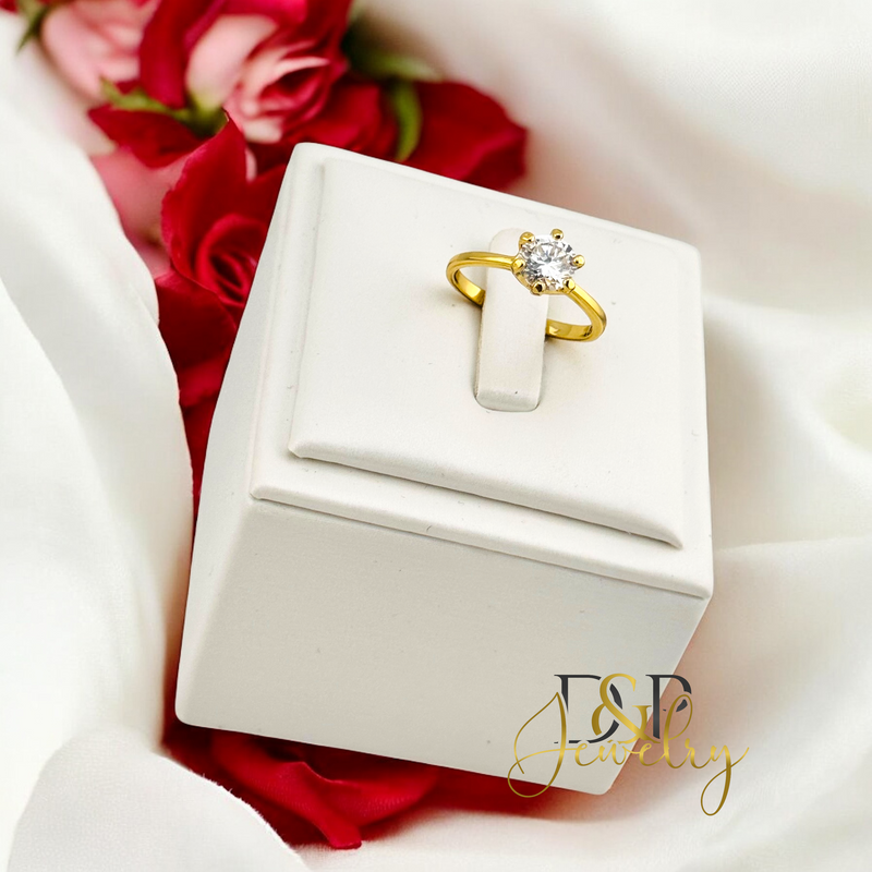 14K WHITE STONE RING RG359