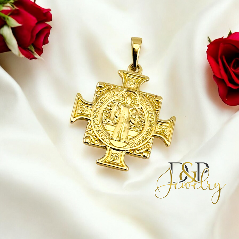 14K ST BENEDIC CROSS PENDANT P851