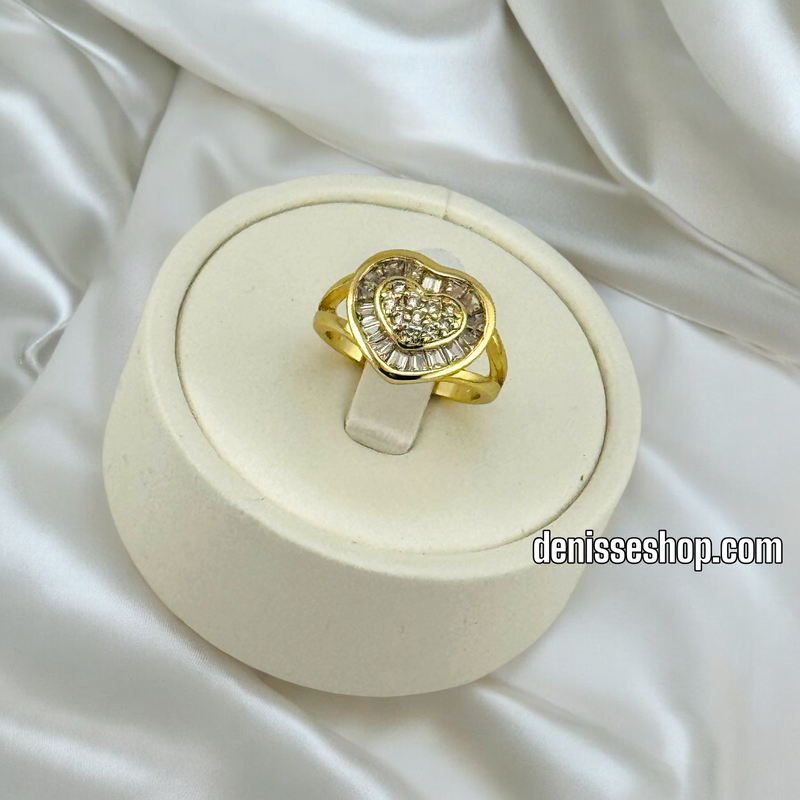 14K WOMEN/ HEART WHITE STONE RING RG283