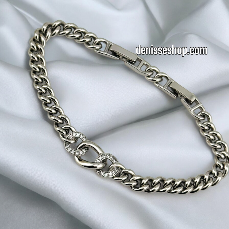 14K WOMEN CUBAN SILVER BRACELET BR606