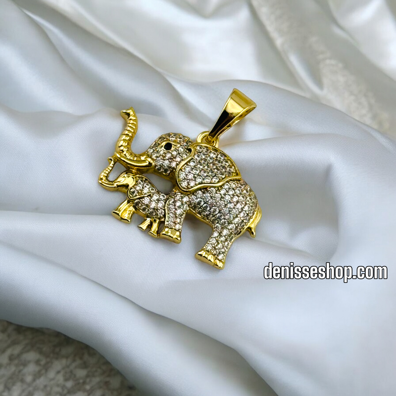 14K GOLD DOUBLE ELEPHANT PENDANT P508