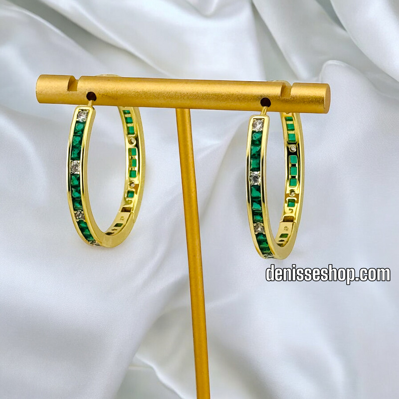 14K WOMAN/ COLORED HOOP EARRING HP557