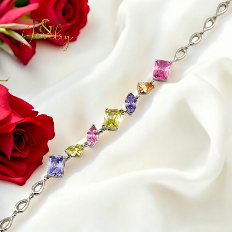 SILVER COLOR DESIGN STONE BRACELET BR736