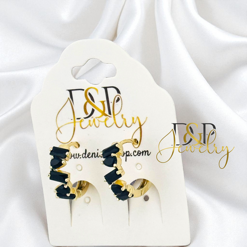 14K MEDIUM STONES HOOP EARRING HP765
