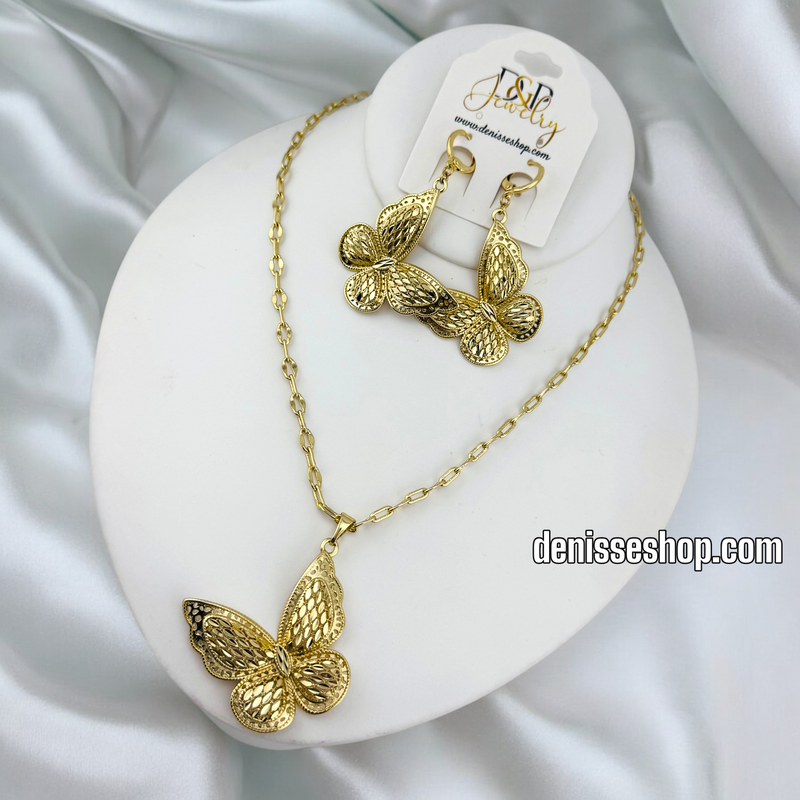 14K FASHION BUTTERFLY NECKLACE SET N219