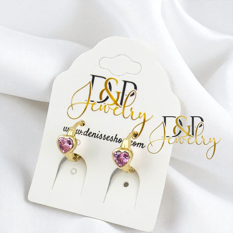 14K SMALL HEART HOOP EARRING HP786