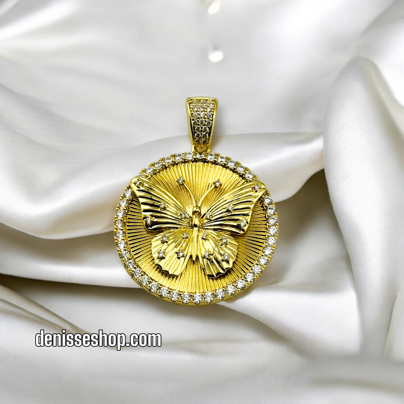 14K FASHION BUTTERFLY MEDALLION  PENDANT P459