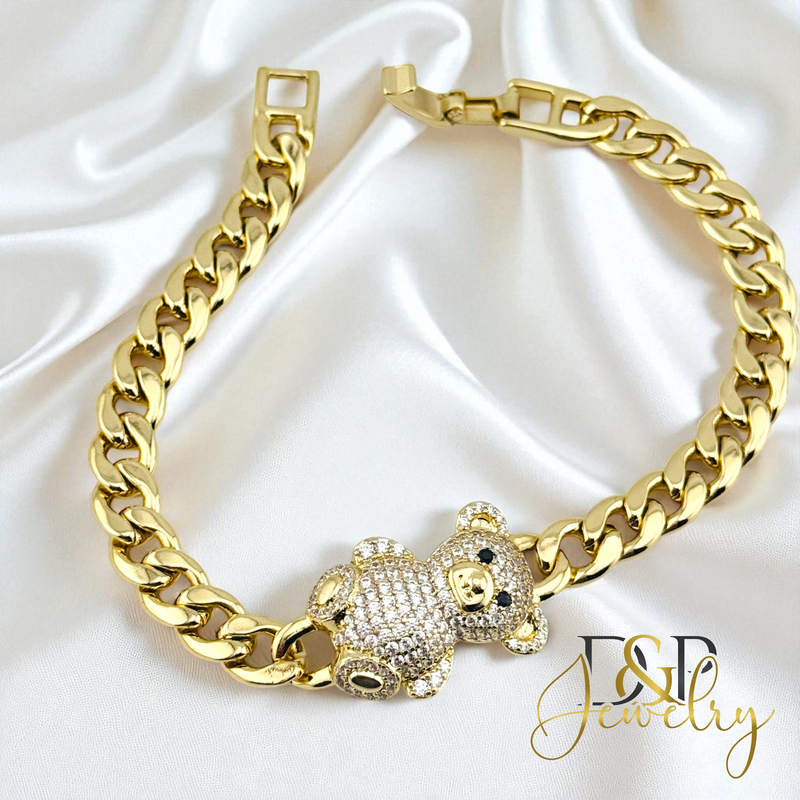 14K BEAR CUBAN BRACELET BR790