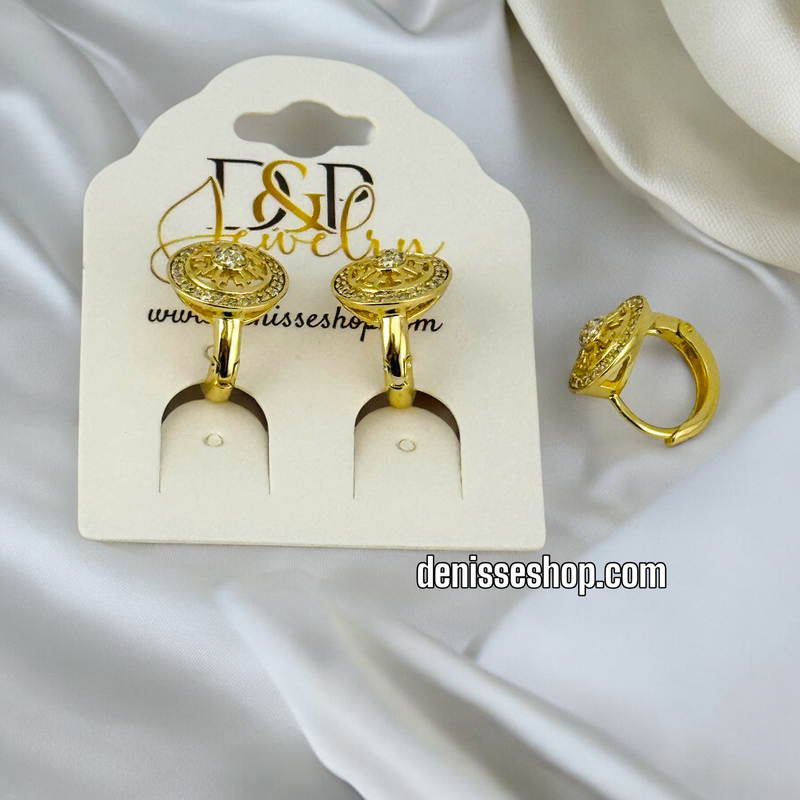 14K GOLD / DISC SHAPE  HOOP EARRING HP512