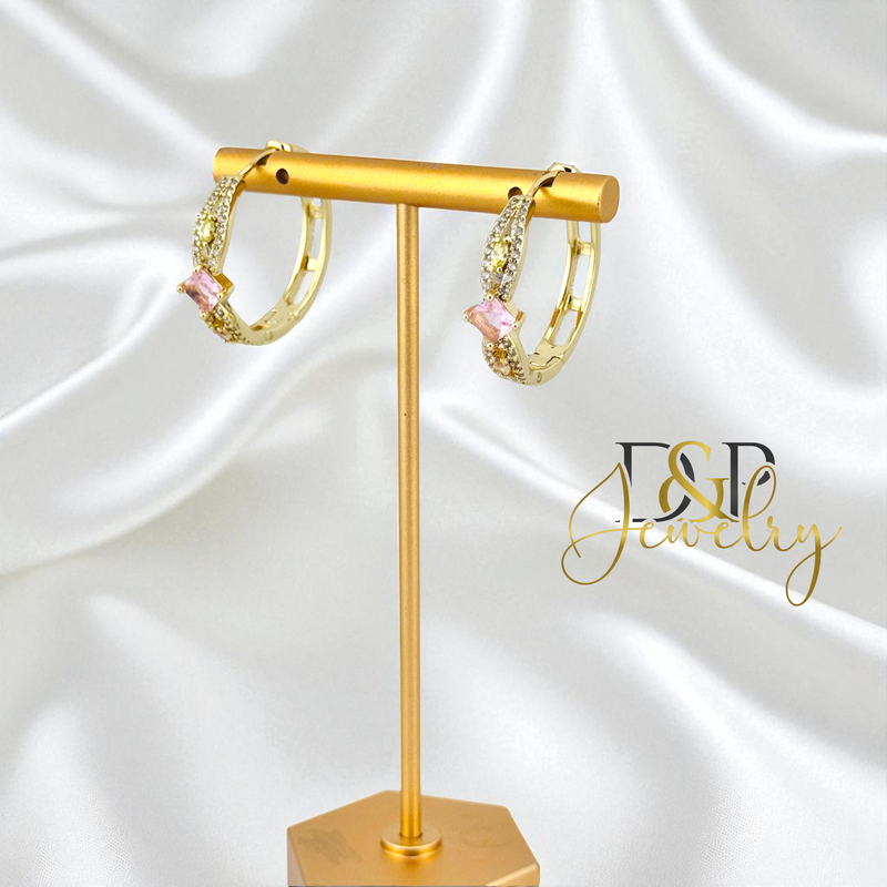 14K PINK HOOP EARRING HP770