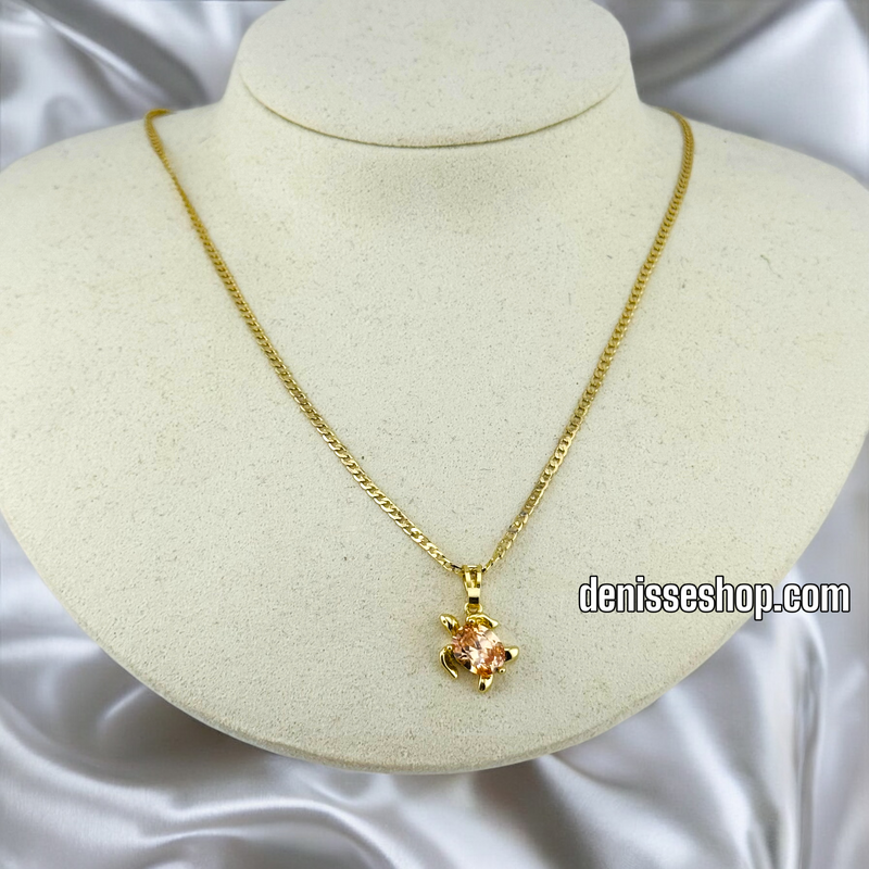 14K WOMEN / GIRL AMBER TURTLE PENDANT P532