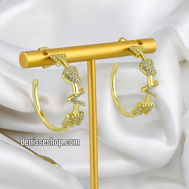 14K LOVE HOOPS HP479