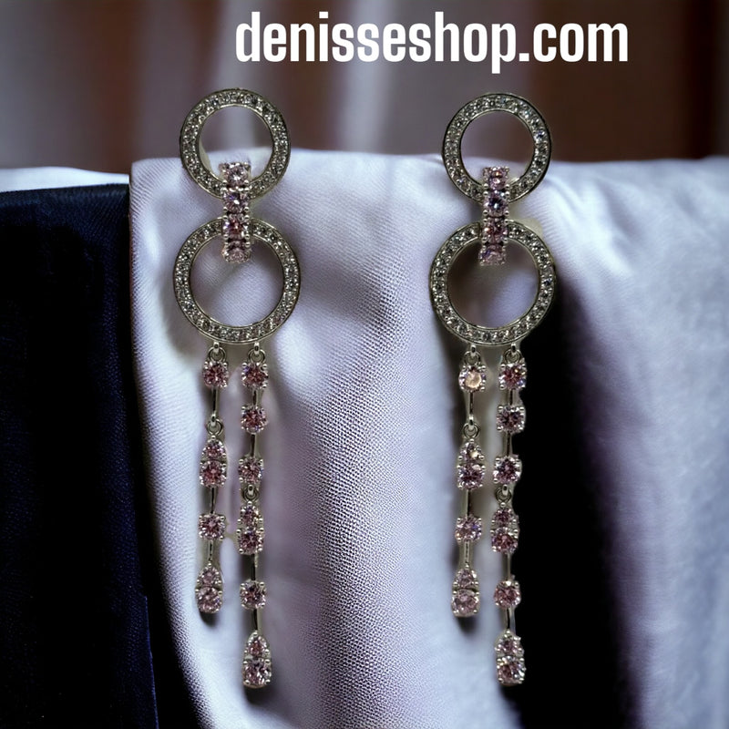 Silver and Rose Stones Earrings E229