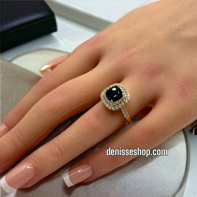 18K Dark Blue Stone Ring RG102