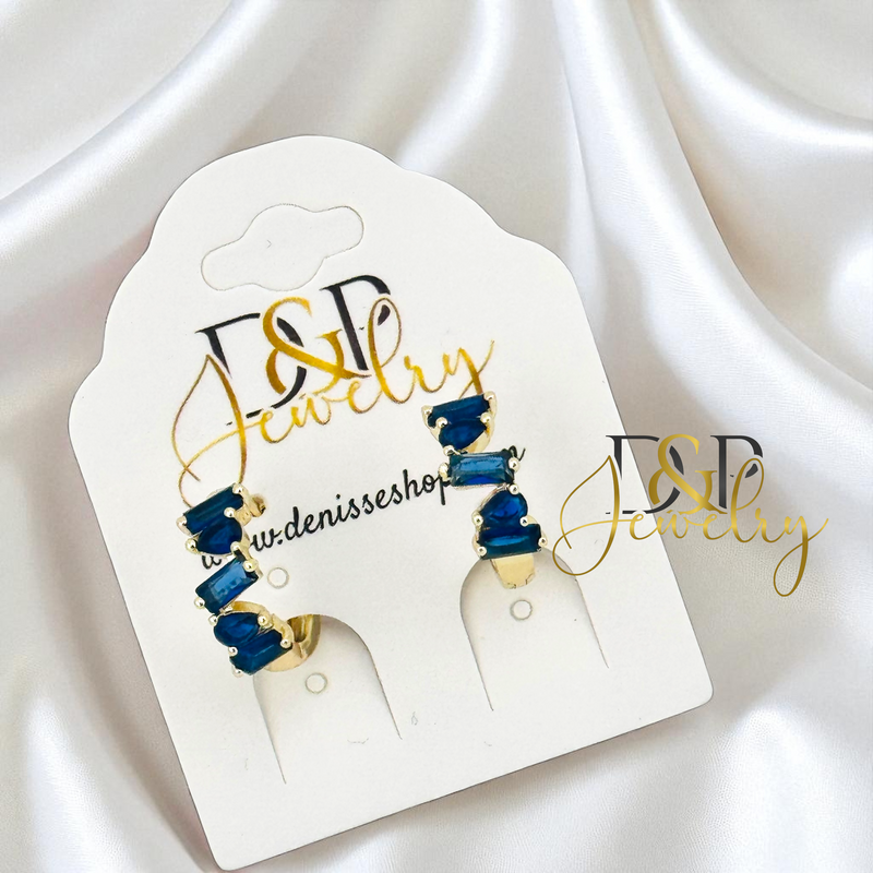 14K MEDIUM STONES HOOP EARRING HP765