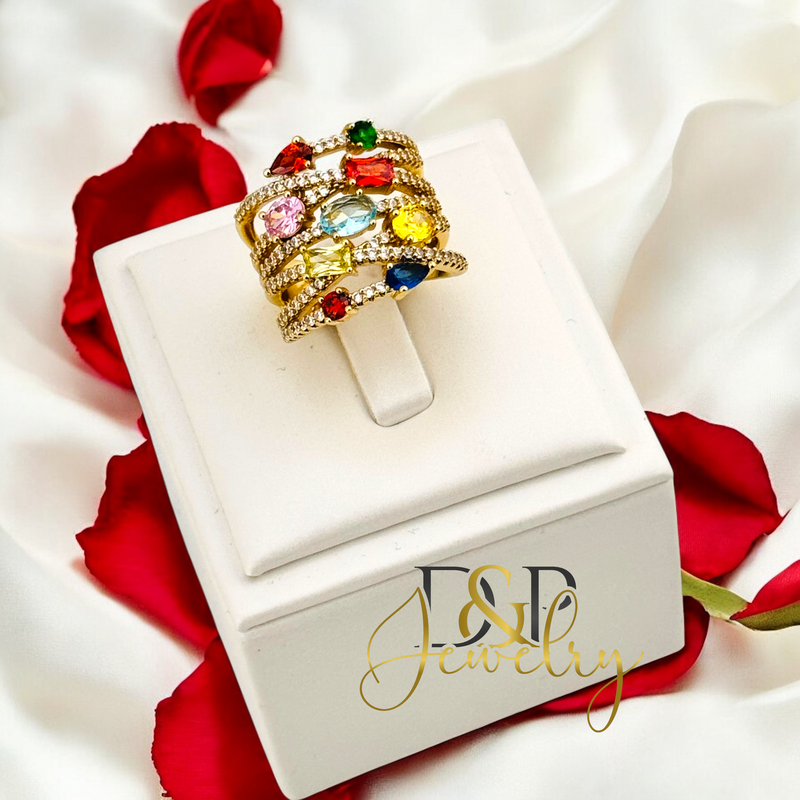 14K COLORFUL CHUNKY RING RG383