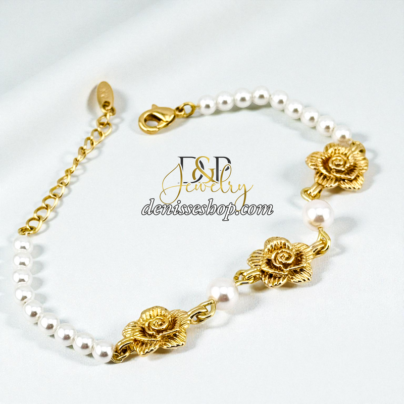 14KGOLD/PEARL FLOWER BRACELET BR865