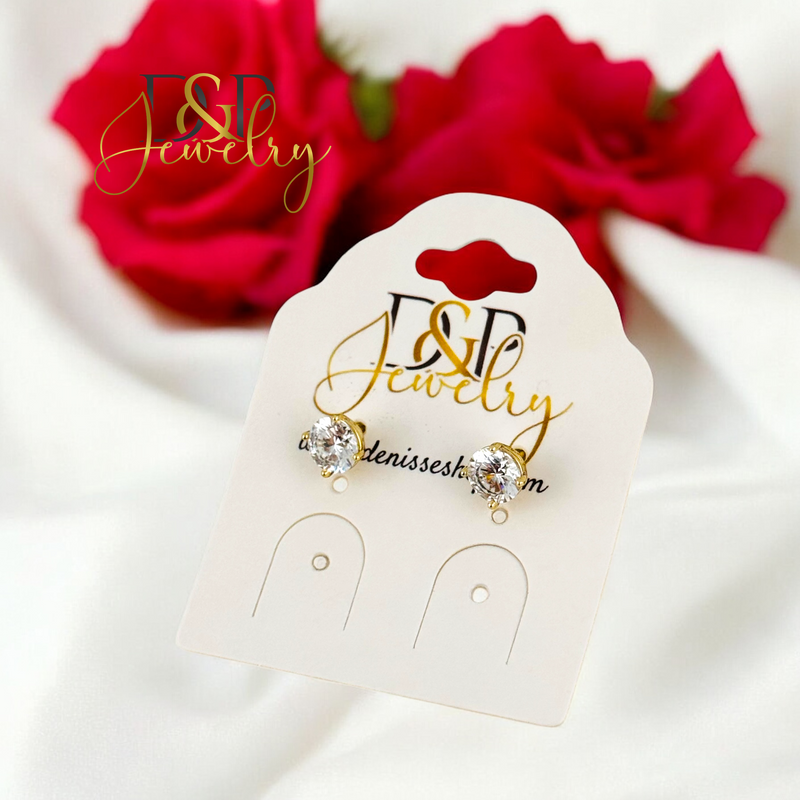 14K ZIRCON WHITE STONE EARRING E895