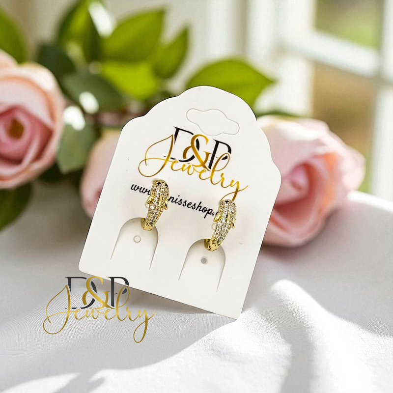 14K GOLD SMALL  DOLPHIN HOOP EARRING HP738