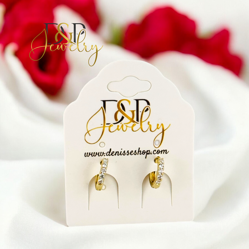 14K TINY WHITE LITTLE STONES HOOP HP708