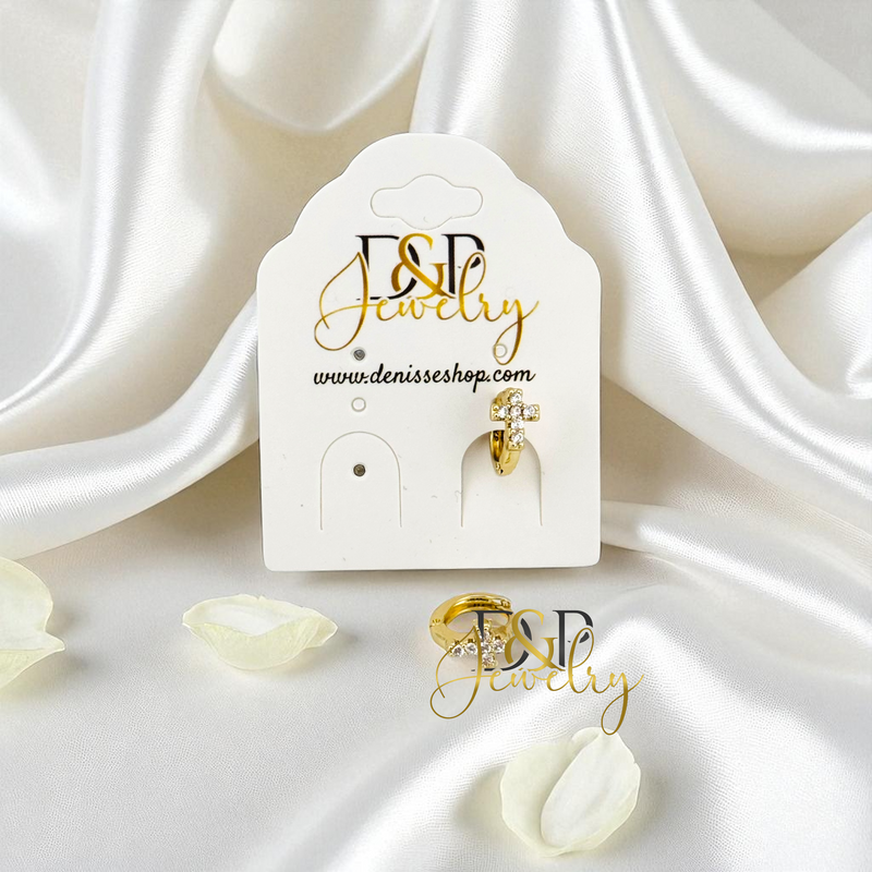 14K SMALL CROSS HOOP HP720