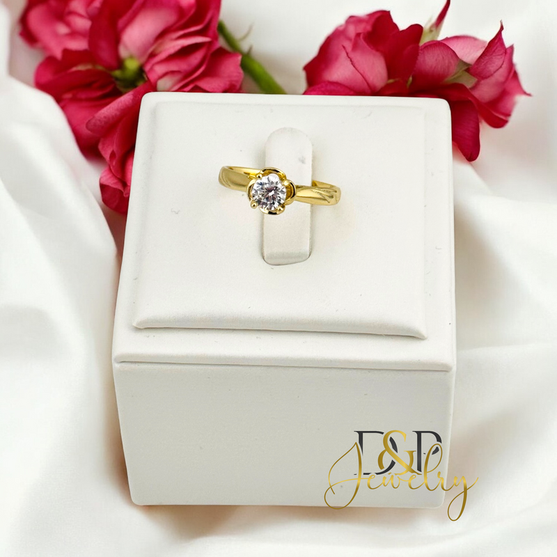 14K WHITE STONE RING RG361