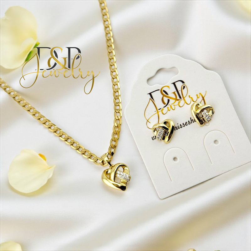 14K HEART NECKLACE SET N270
