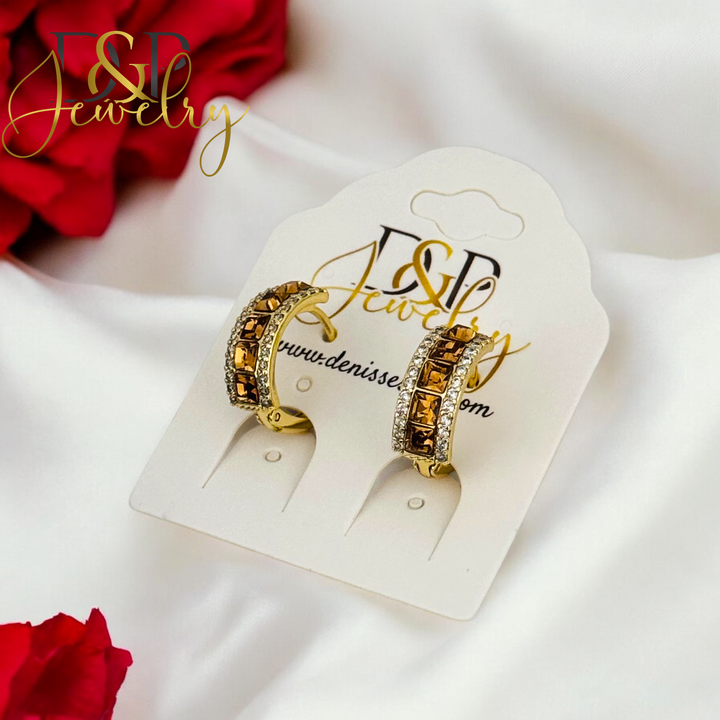 14K STONE HOOP EARRING HP639 – D&P COSMETICS LLC