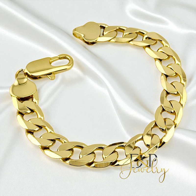 14K  MEN CUBAN 12MM 8" BRACELET 8&