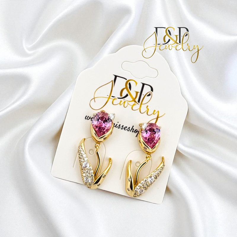 14K PINK TULIP EARRING E970