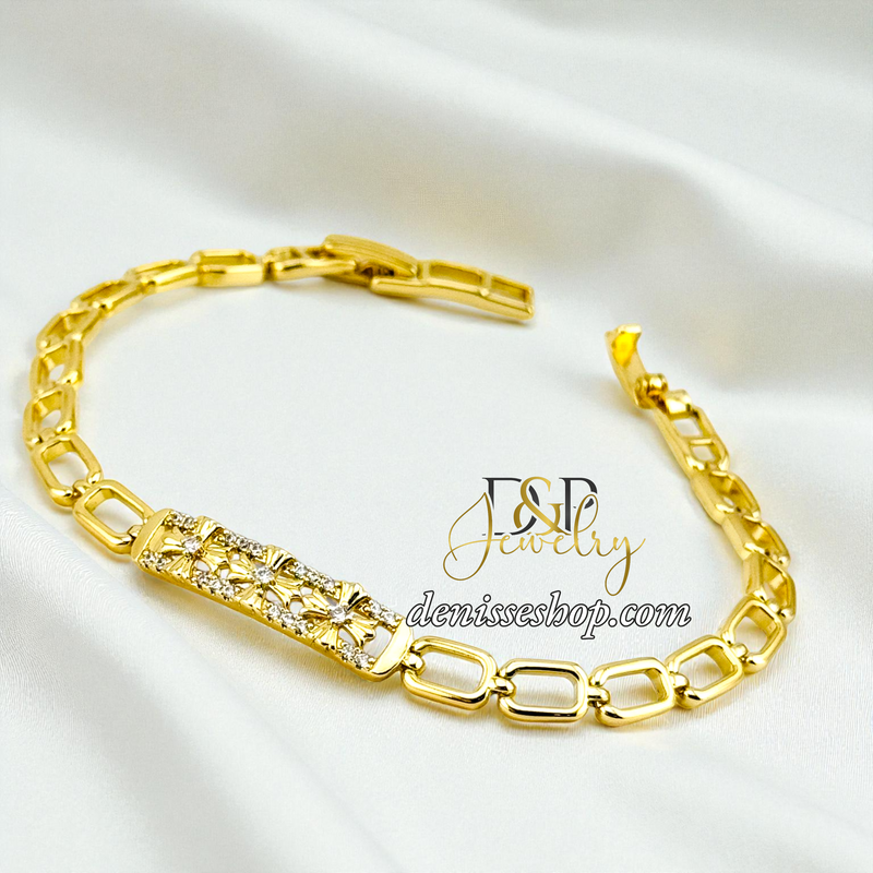 14KGOLD CUTE 3 FLOWER BRACELET BR861