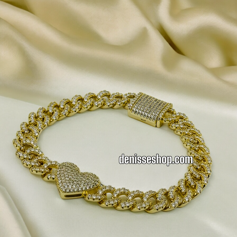 14K CUBAN HEART BRACELET BR352