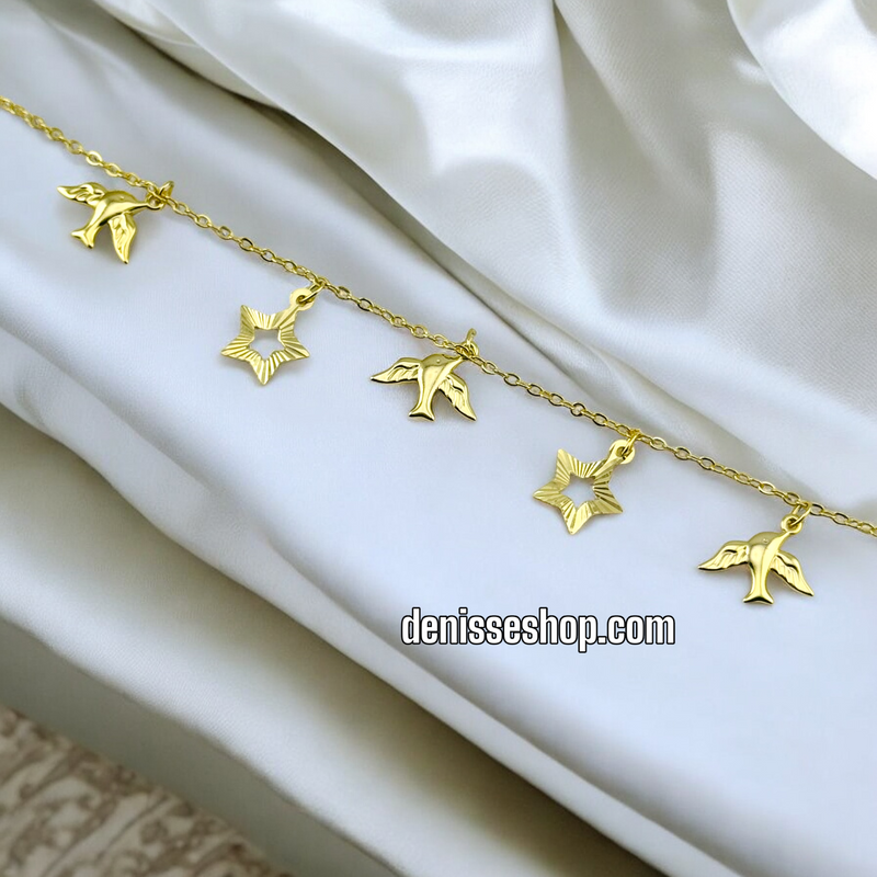 14K BIRD/STARS ANKLET BRACELET A11