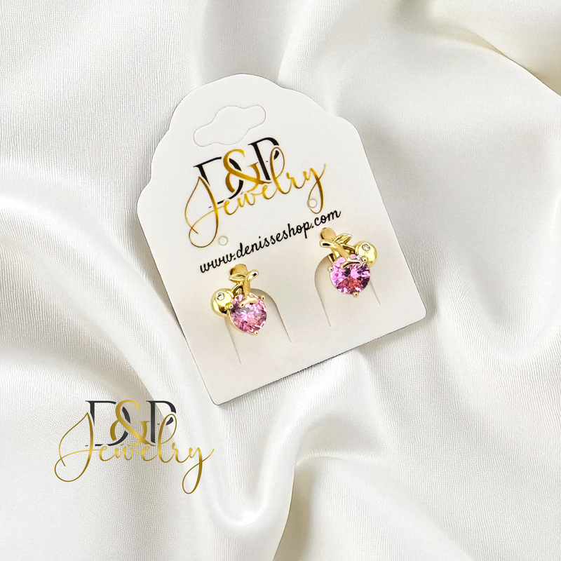 14K PINK CHERRY HOOP EARRING HP863