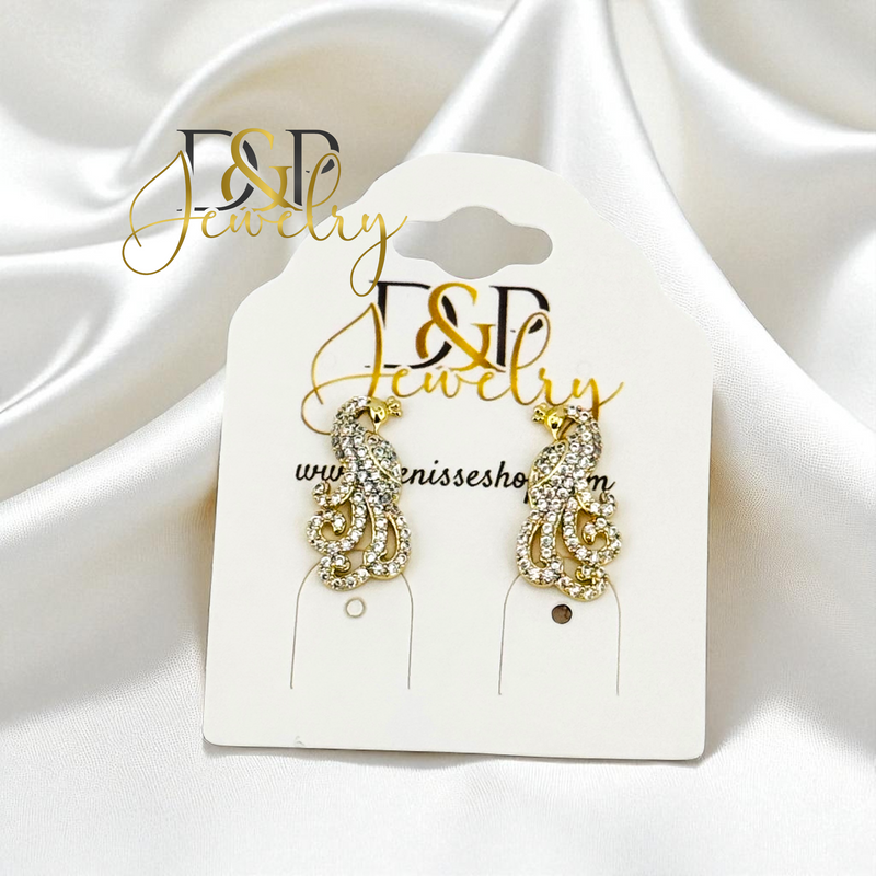14K PEACOCK EARRING E923