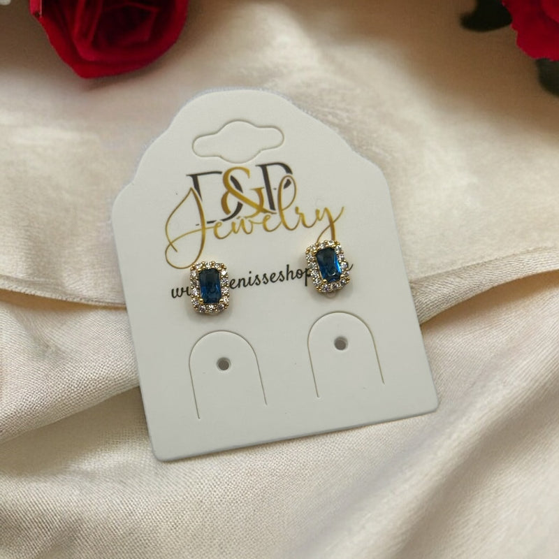 24K BLUE SMALL EARRINGS E348