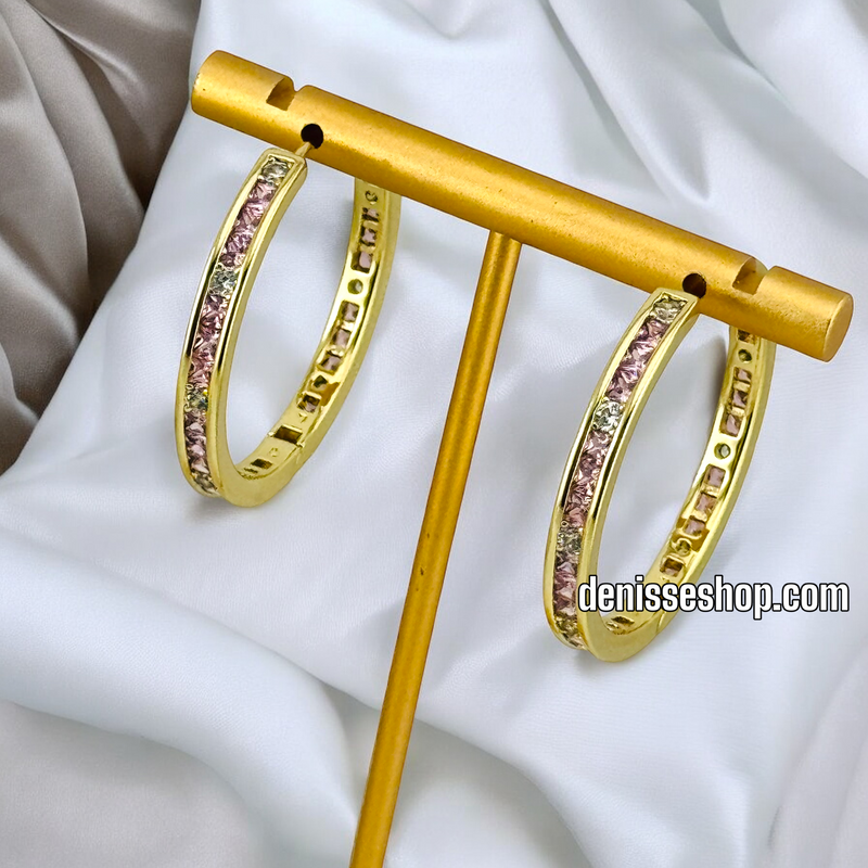 14K WOMAN/ COLORED HOOP EARRING HP557