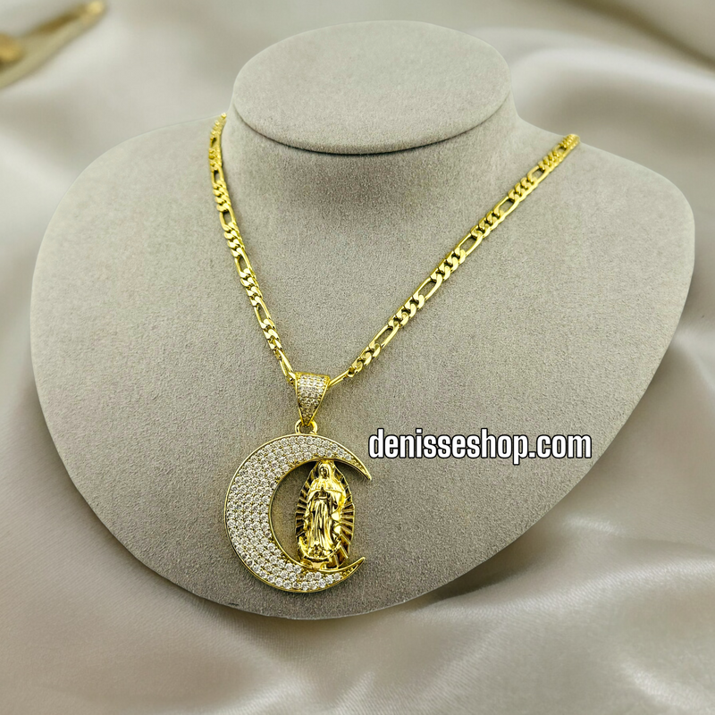 14K GUADALUPE MARY MOON PENDANT P362