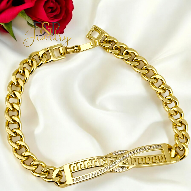 14K INFINITY PLATE BRACELET 7.5&