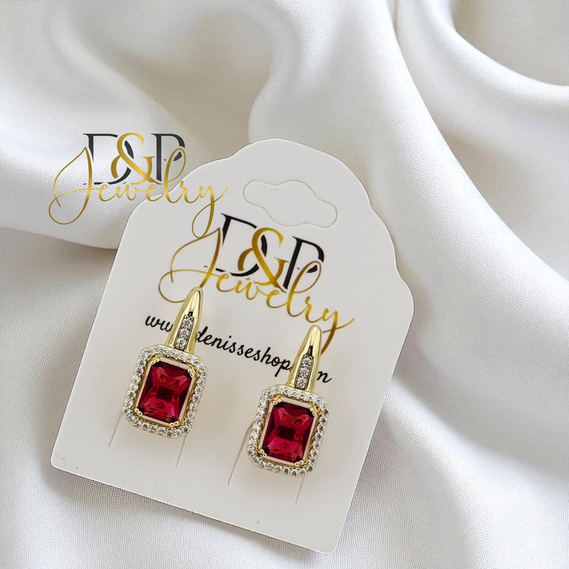 14K GOLD/STONE  3 VARIANTS  HUGGIE EARRING E1018